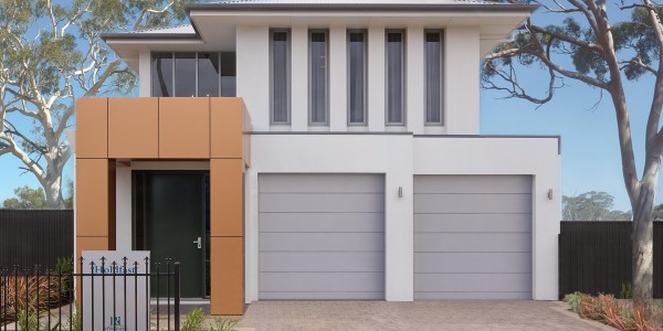 Holdfast Front Elevation Panel Lift Door and trees web
