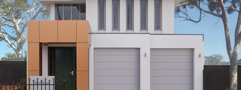 Holdfast Front Elevation Panel Lift Door and trees web