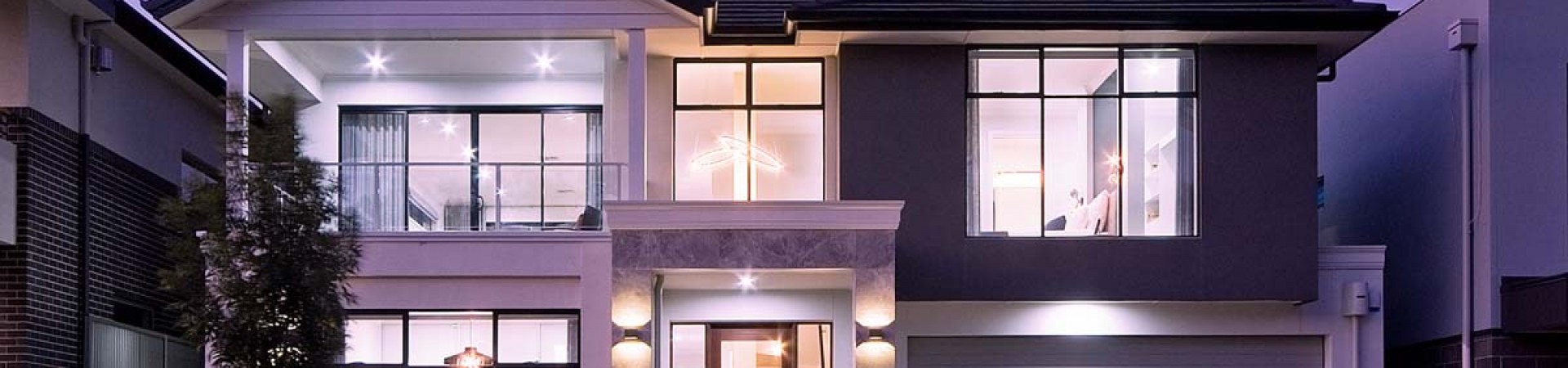 Monte Carlo night front facade edit Monte Carlo Lift Split Level Double Storey Custom Home Builder Adelaide South Australia