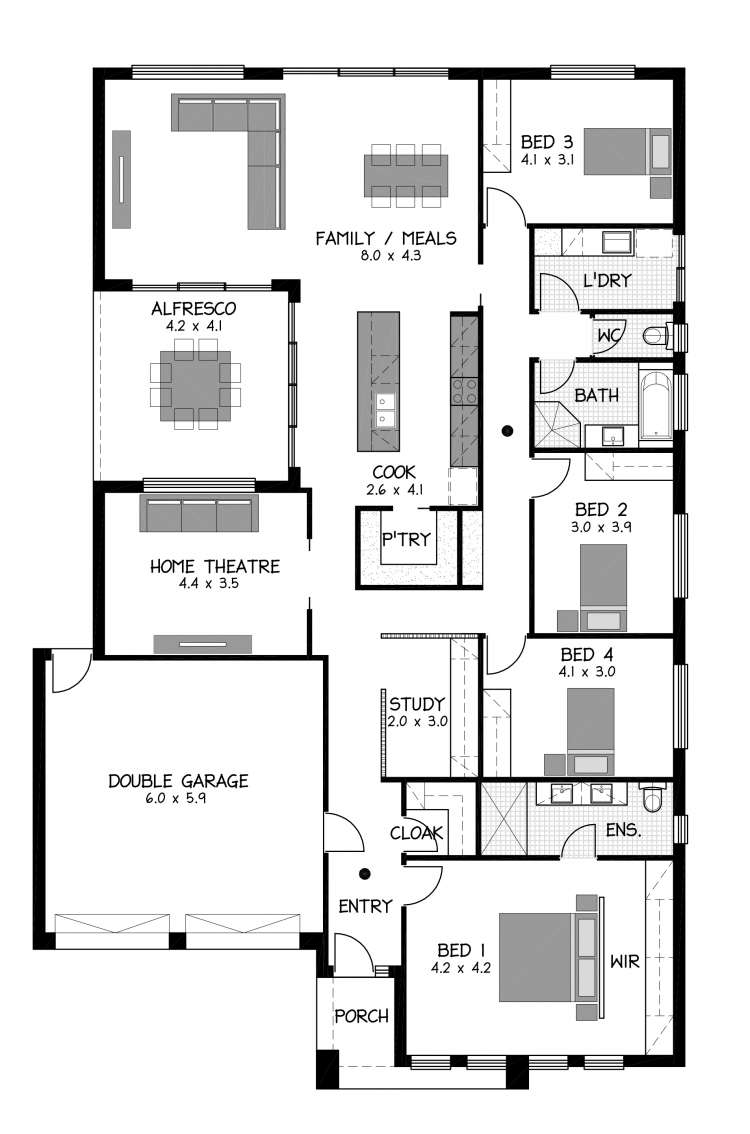 MONTEREY LHS SH FLAT BW