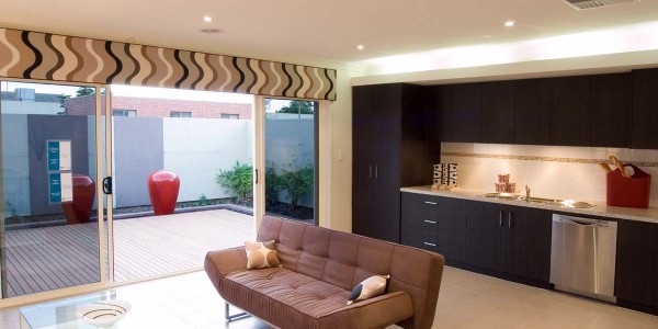 Ascot Tce galley kitchen dark timber cupboards alfresco doors